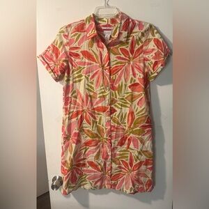 ✨ Nicole Miller New York 100% Linen Floral Shirt Dress | Size L